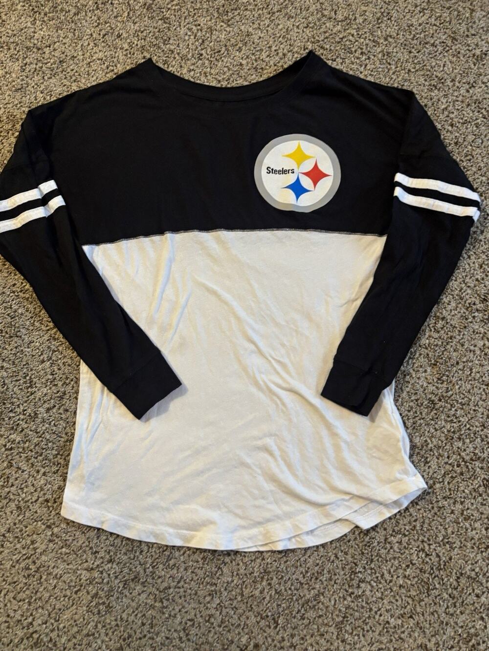 Team Apparel Pittsburgh Steelers NFL Football Long Sleeve Shirt, S, Black/White